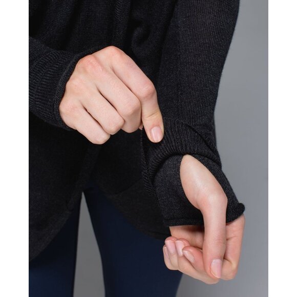 LULULEMON Twist & Wrap Sweater Heathered Black sz L Women's - Picture 5 of 10